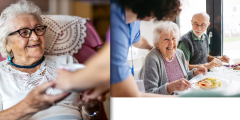 Seniorinnen und Senioren werden von Pflegefachkräften betreut