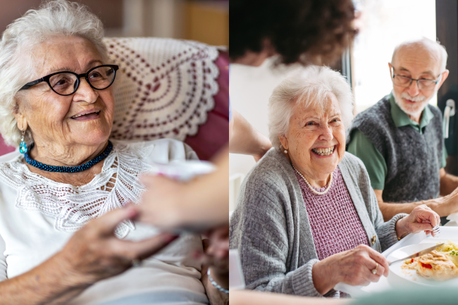 Seniorinnen und Senioren werden vom Pflegepersonal betreut