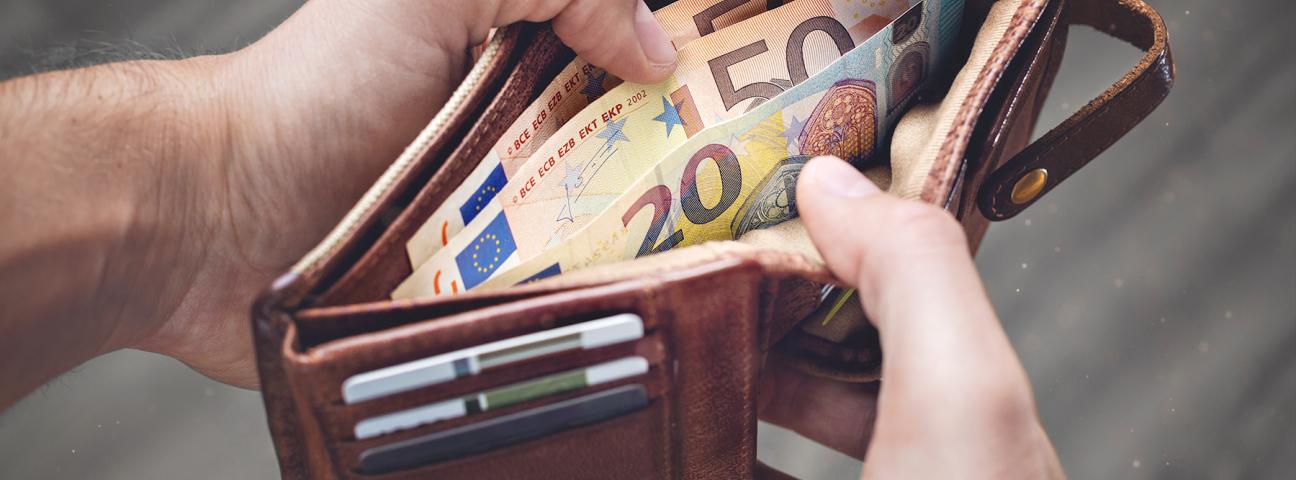 Portemonnaie mit Euro-Geldscheinen